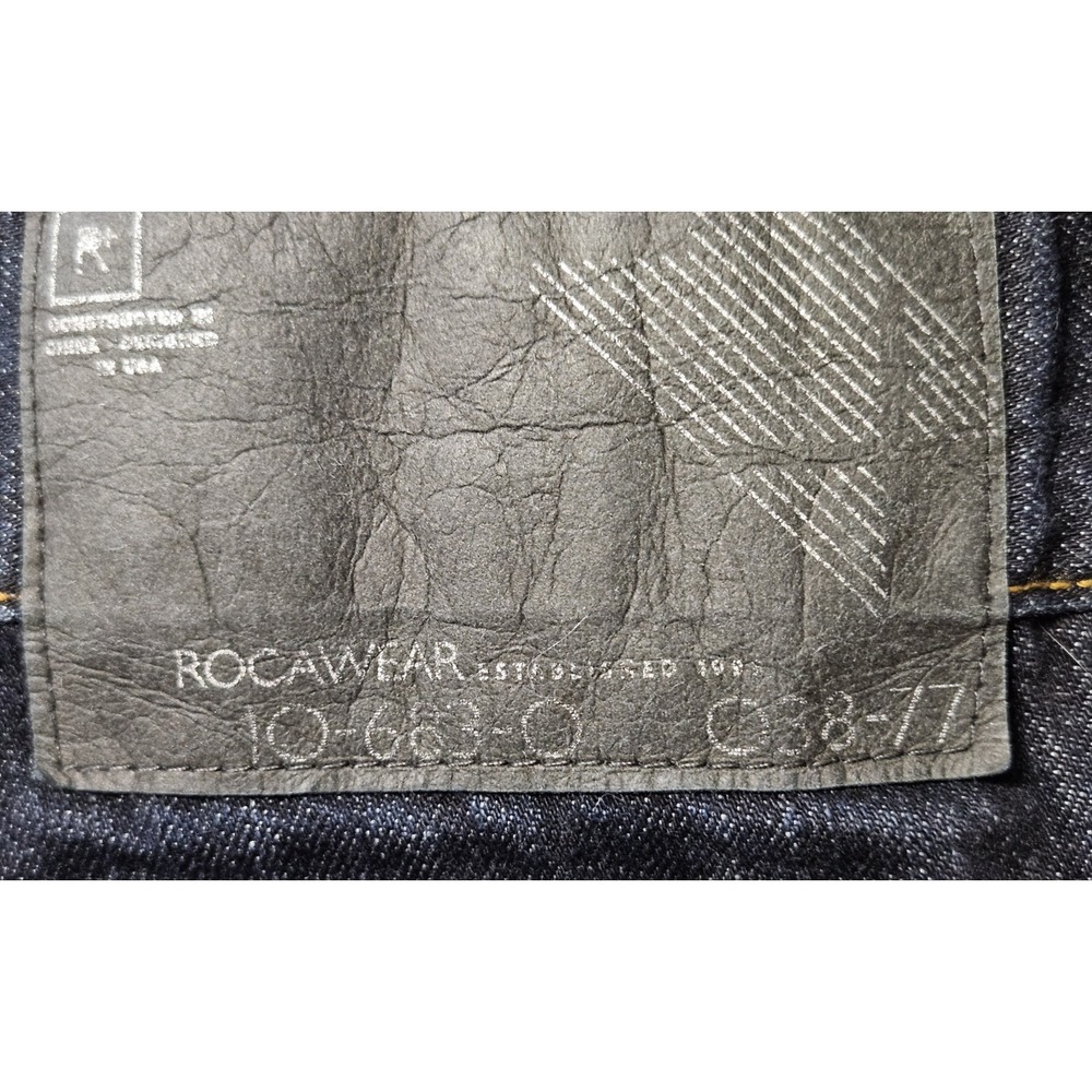 Rocawear Jeans Mens 36 Regular Fit Dark Wash Y2K Hip Hop Denim Pants Flap Pocket - Picture 5 of 10